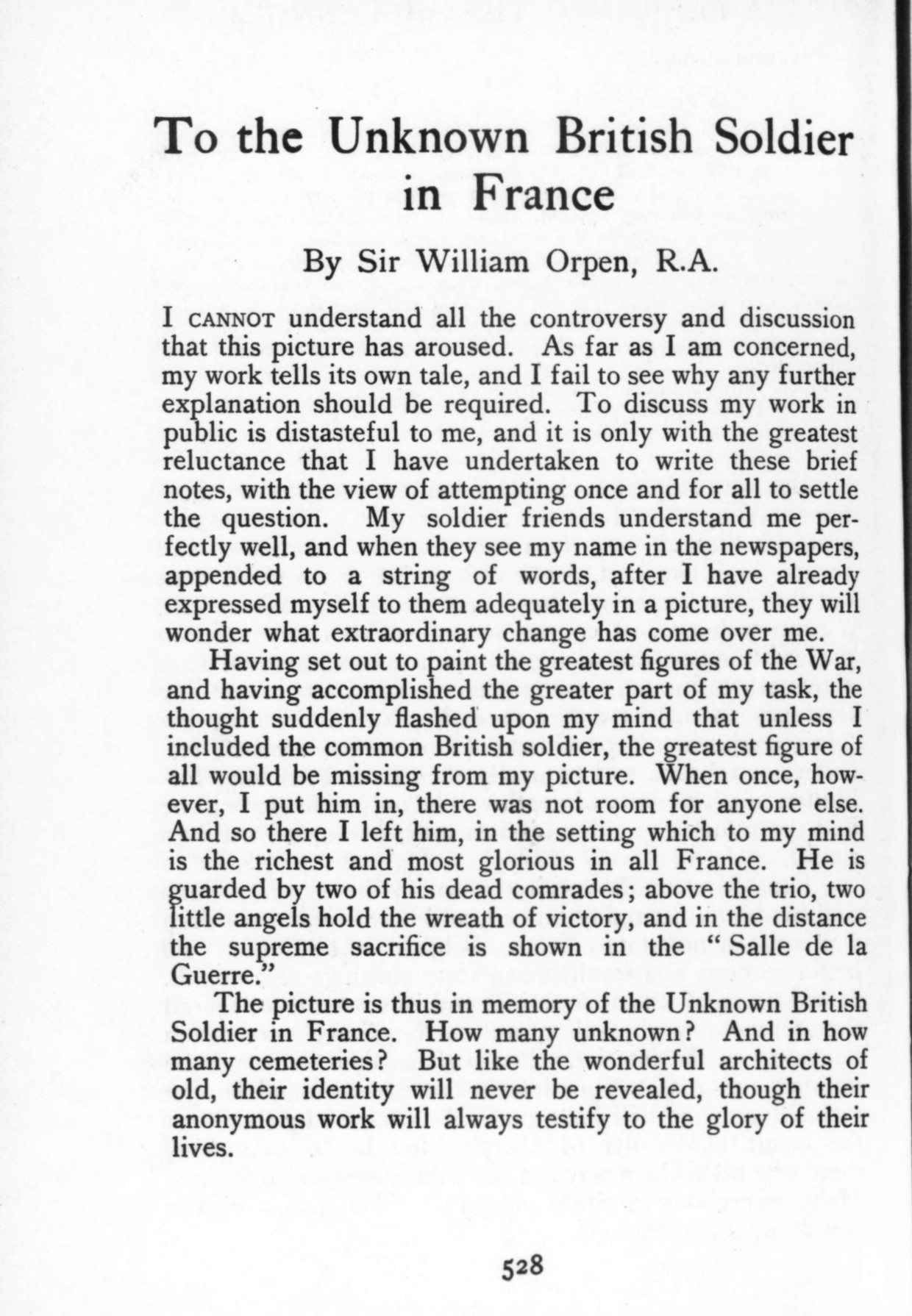 Страница 528 журнала The English Review, июнь 1923: статья Орпена