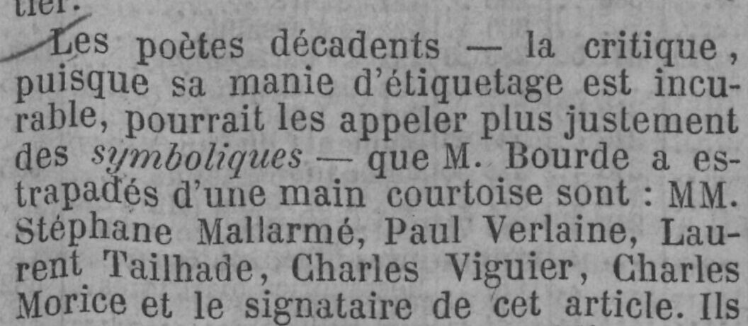 Те же строки в газете «Le XIXe Siècle» 1885 года